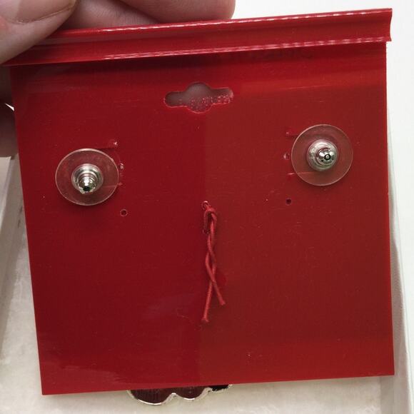 Earring and Brooch Set Silver Santa Christmas Holiday - Picture 4 of 4